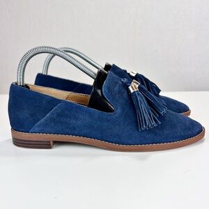 Franco‎ Sarto Women's Hadden Tassel Loafer Flat Size 8M Blue Suede Academia